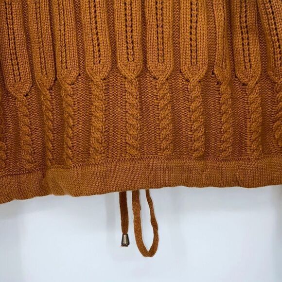 DKNY JEANS Cable-Knit Drop Shoulder-Detail Sweater M Long Sleeve TIe Hem Fall Ru - Picture 8 of 10